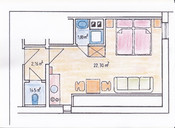 Grundriss Studio Apartement 32 m²